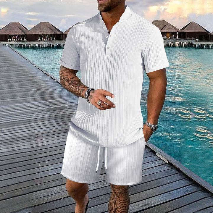 Herren stilfulde kortærmet polo t-shirt og shorts sæt Stilla
