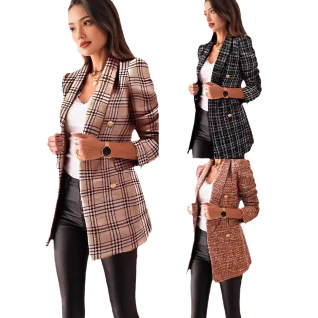 Dame ternet blazer med dobbelt knaplukning Stilla