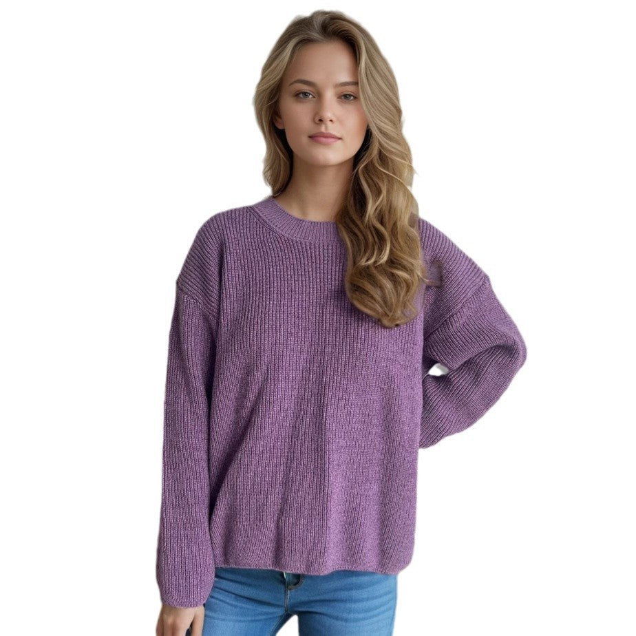 Damer komfortabel strikket pullover med moderne ribdesign Stilla
