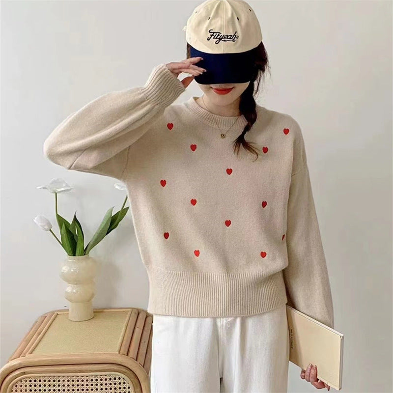 Kvinders sweater med hjerte-motiv og afslappet pasform Stilla