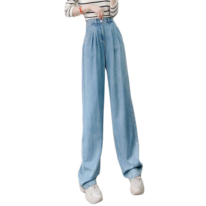 Dame brede højtaljede jeans med elegante folder og moderigtigt design Stilla