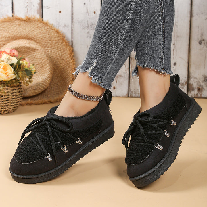 Dame Fluffy Sneakers med varmt indvendigt foer og trendy snørredesign Stilla