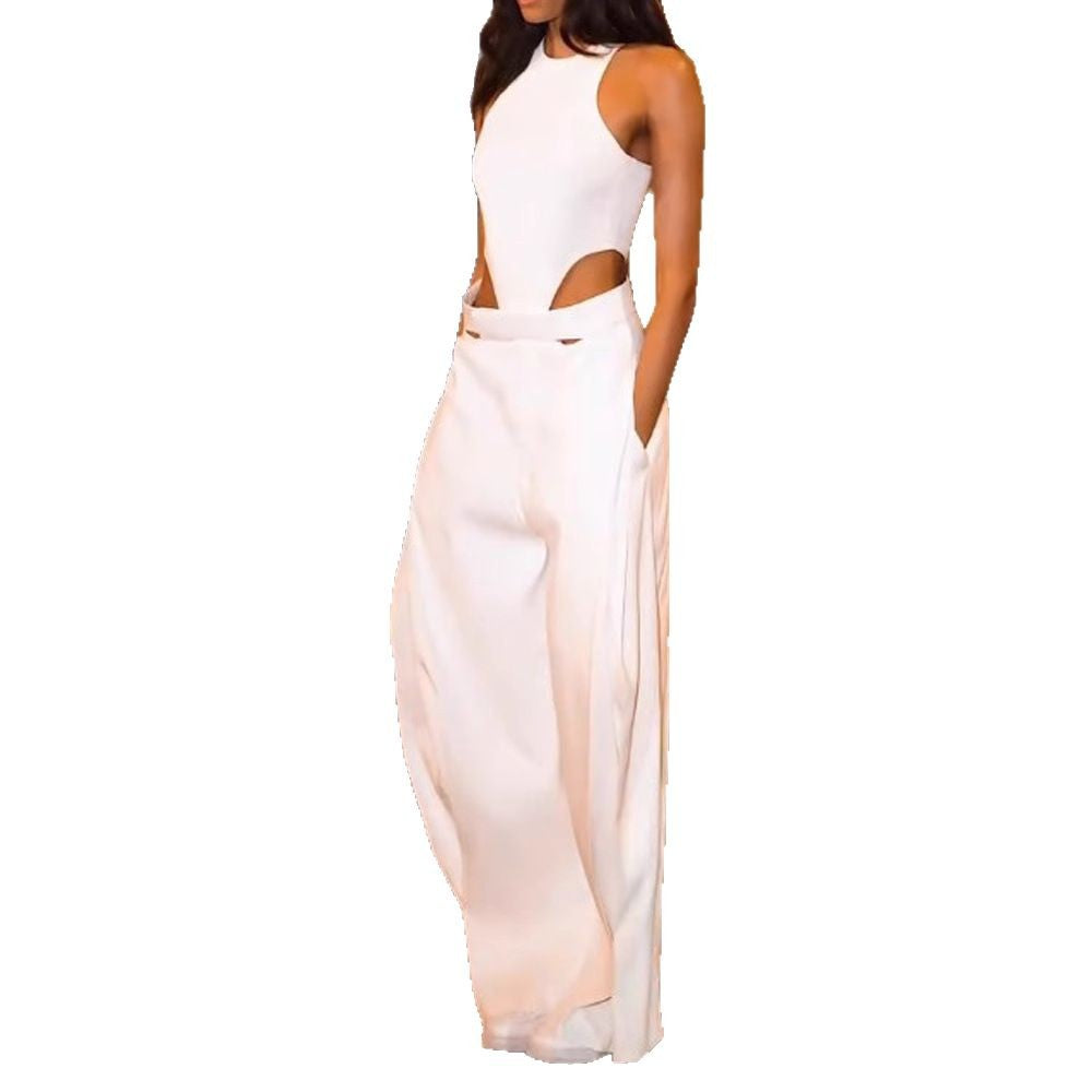 Dame Elegant Cut-Out Jumpsuit med Høj Talje Skovae