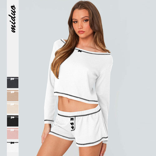 Dame bomulds-pyjamasæt med crop-top og shorts Stilla