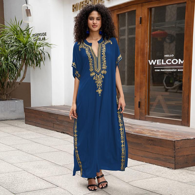 Dame Elegant Kaftan med kunstfærdige broderidetaljer Stilla