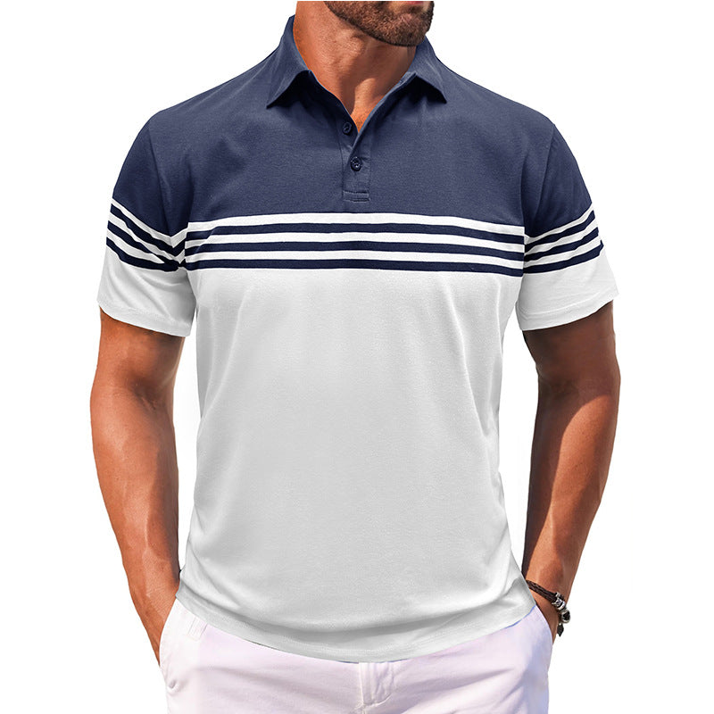 Herre polo-shirt med moderne stribemotiv og åndbart stof Stilla