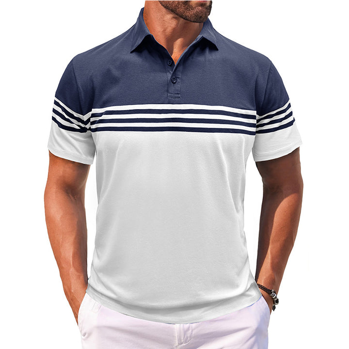 Herre polo-shirt med moderne stribemotiv og åndbart stof Stilla