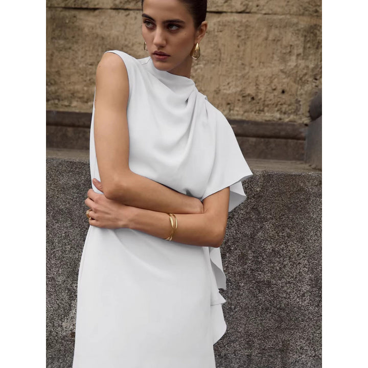 Damen elegantes Wickelkleid mit asymmetrischem Saum und raffinierter Drapierung Skovae
