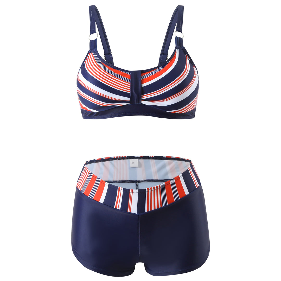 Damer nan sporty bikini-sæt med støttende bustier-top og figurformende badeshorts Skovae