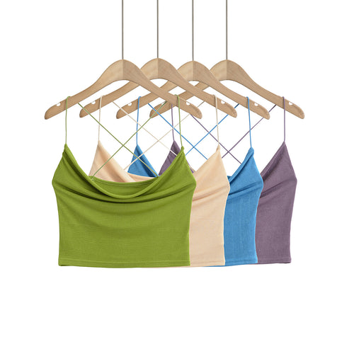 Dame Crop-top med elegant omslagseffekt og åndbare stropper Stilla