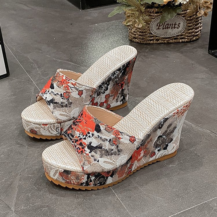 Dame Wedge-sandaler med blomsterdesign og komfortabelt sål Stilla