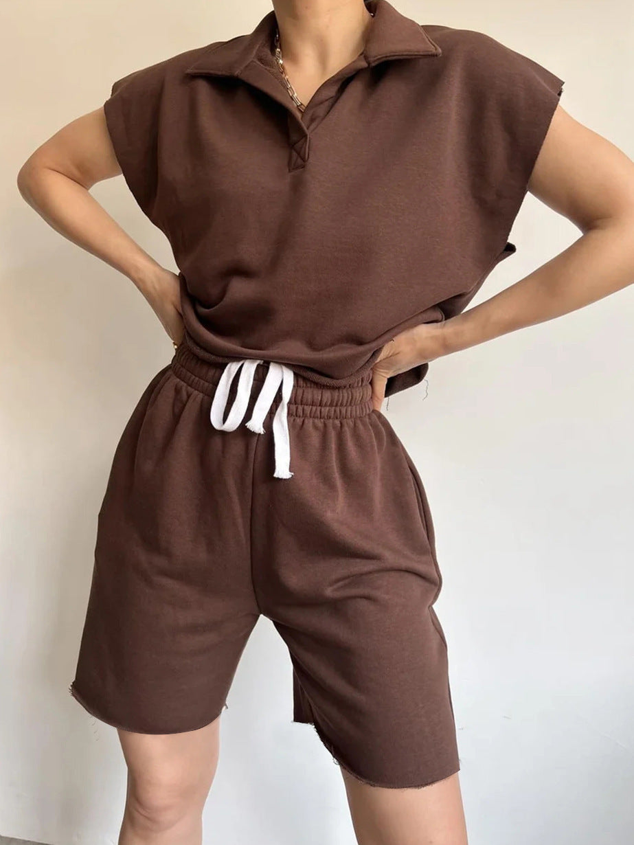Kvinders afslappede polo shirt og shorts sæt Skovae