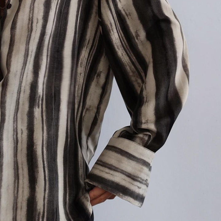 Dame Oversized stribet bluse shirt med knapdetaljer Stilla