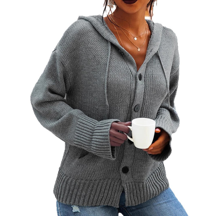 Kvinders chunky strik cardigan med hætte og knapdetaljer Stilla