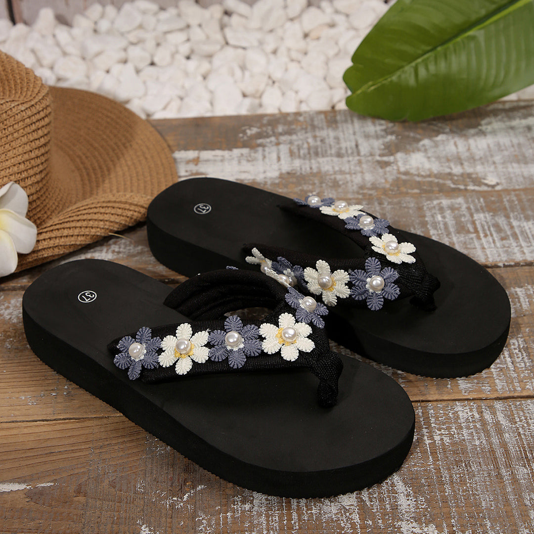 Damer sandal med blomsterdekoration og komfortabelt fodseng Stilla