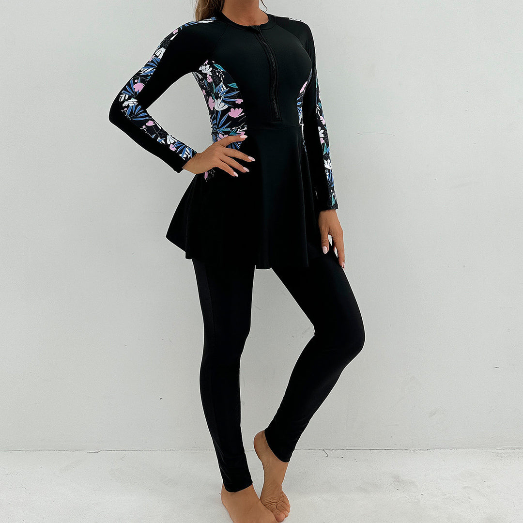 Damer Sporty Langærmet Skimmedragt med flatterende Skirt Skovae