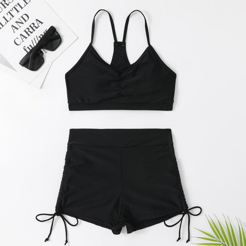 Dame Sporty Bikini sæt med rynket top og behagelige shorts Stilla