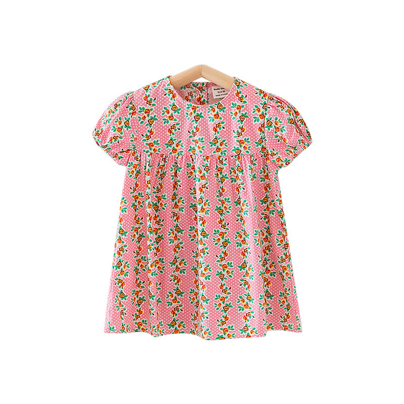 Pige Blomster Bomulds Smock Kjole Stilla