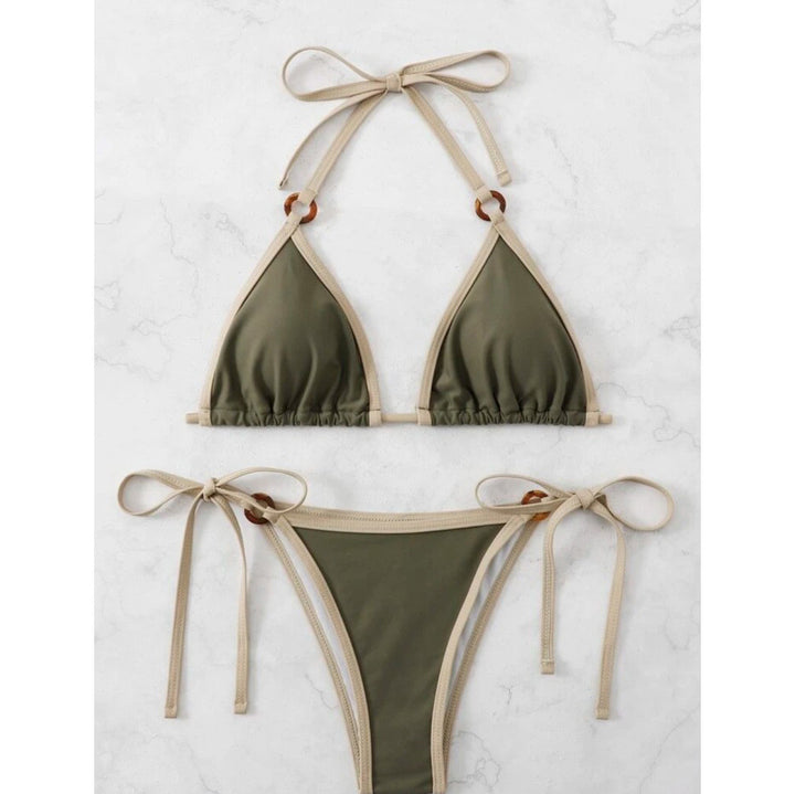 Dame Triangel-Bikini med justerbare bånd og elegante accenter Skovae