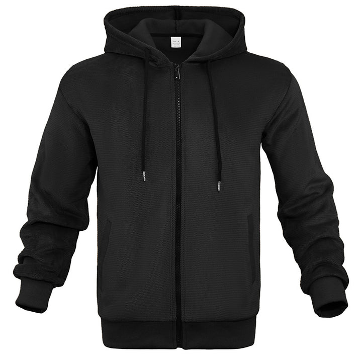 Herre åndbar fleece-hoodie med hel lynlås Stilla
