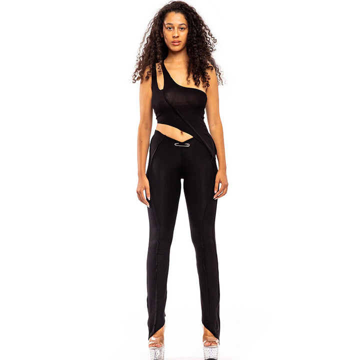 Dame asymmetrisk jumpsuit med moderne cut-out og elegant taljeindsnit Skovae