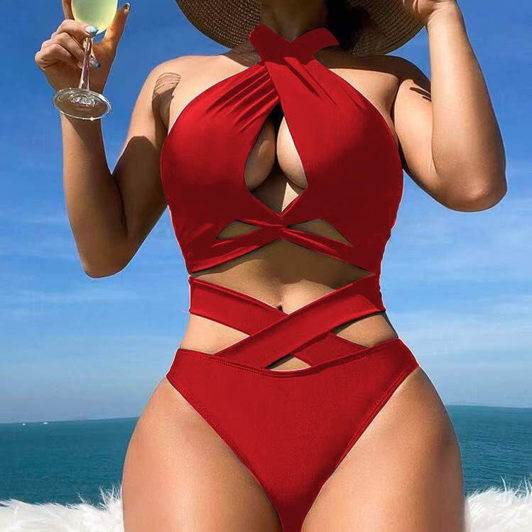 Dame bikini sæt med justerbare stropper og elegant krydsdesign Skovae