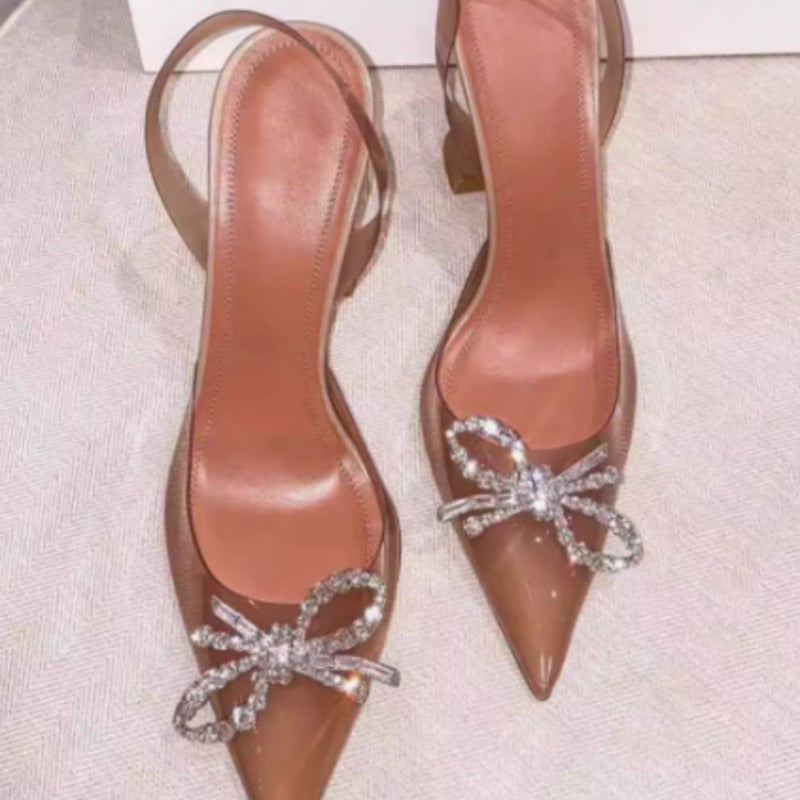 Dame spids tå slingback hæle med strass sløjfe accent Stilla