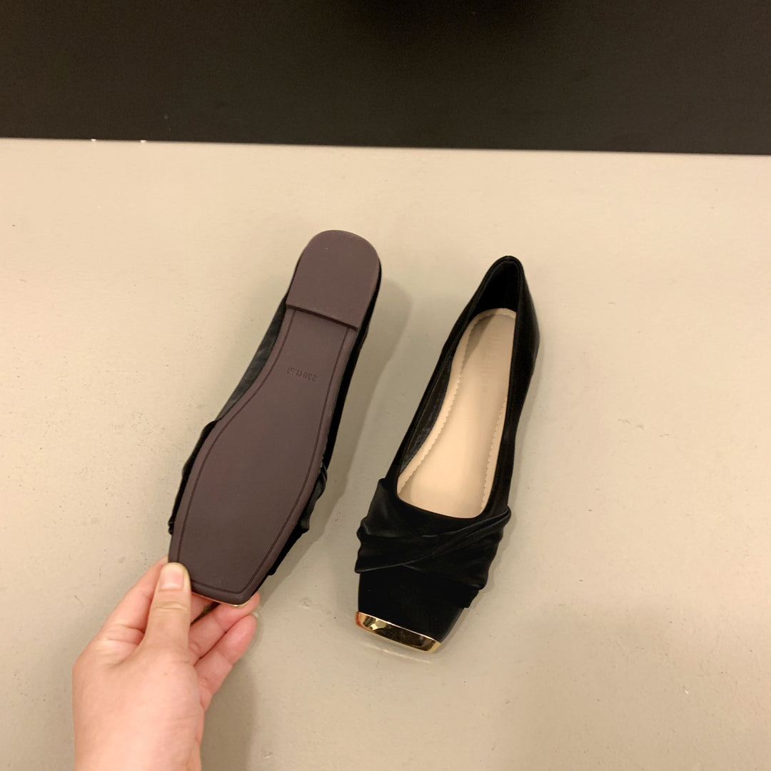 Dame Elegant Blokhæls Ballerinas med dekorativ knude Stilla