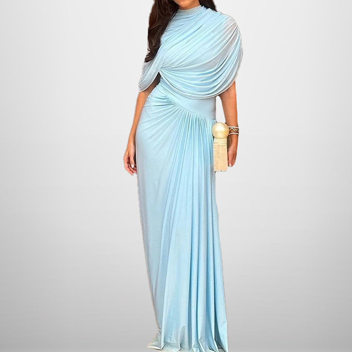 Dame Elegant Wrap Maxi Kjole med Finedraperede Detaljer Stilla