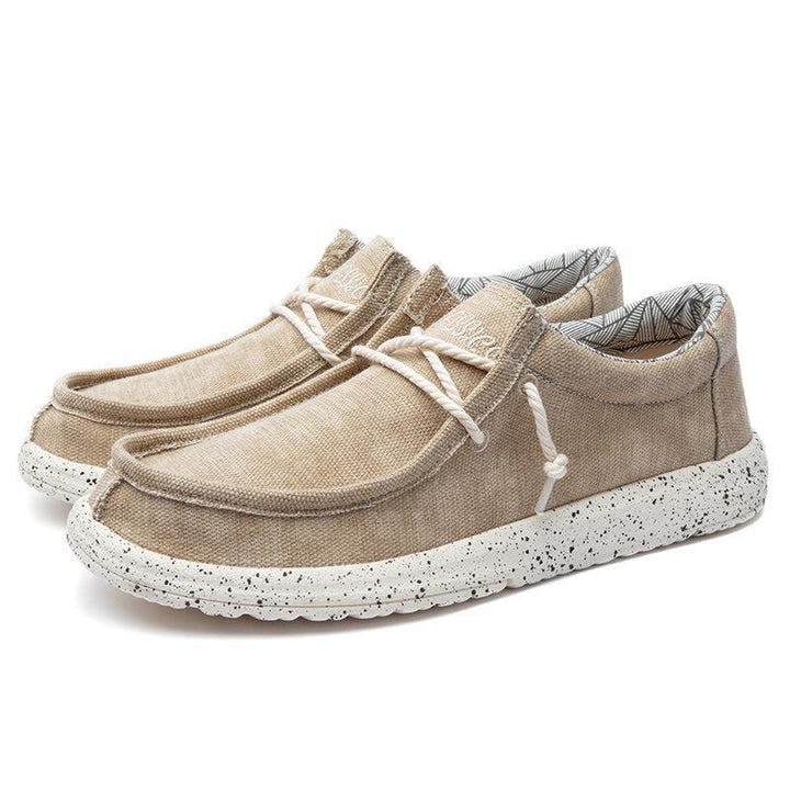 Herre nan afslappet mokassin-sneaker lavet af denimstof med elastisk tau-snørebånd og polstret komfortsål Skovae