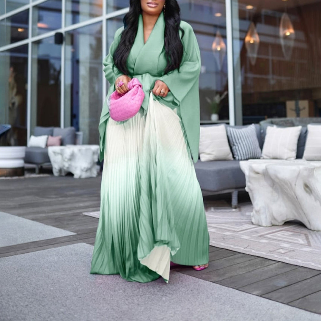 Dame Plisseret Kjole med asymmetrisk Overdel og elegant Wrap-Design Stilla