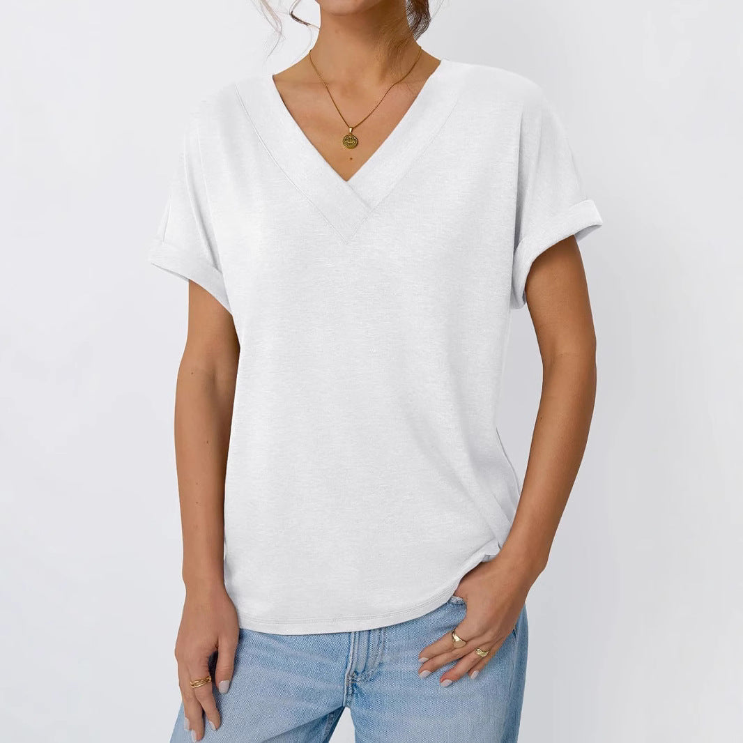 Dame Relaxed Fit V-Hals T-Shirt Stilla