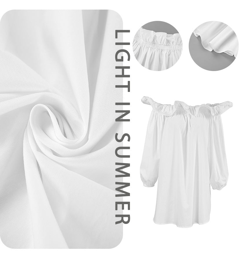 Dame Off-Shoulder Blusekjole med voluminøse puffærmer og elegant udskæring Stilla