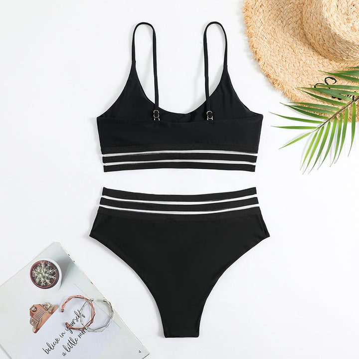 Dame Sporty Bikini-sæt med elastisk bånd og stilfulde striber Stilla