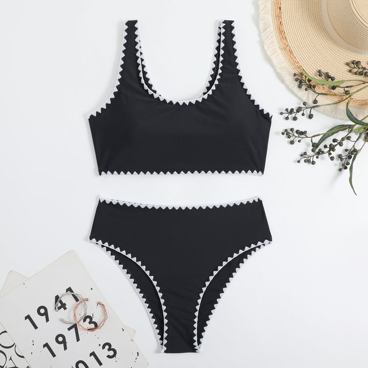 Dame Bikini-sæt med fashionable zigzag-detaljer og komfortabel pasform Stilla
