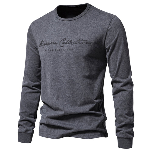 Herren nan minimalistisk rundhalset sweatshirt lavet af bomuldsblanding med ribbede mansjetter Skovae