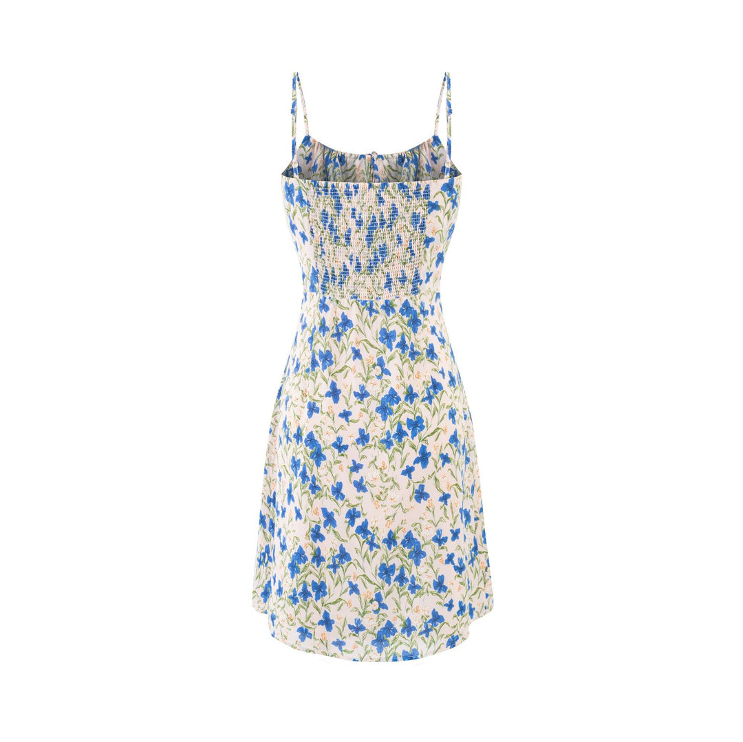 Dame sommerkjole med justerbare spaghetti-stropper og blomsterdesign Stilla