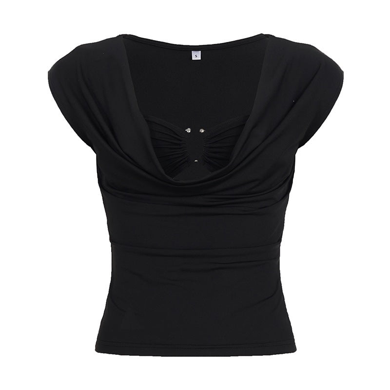 Dame stilfuld og raffineret top med drapering Skovae