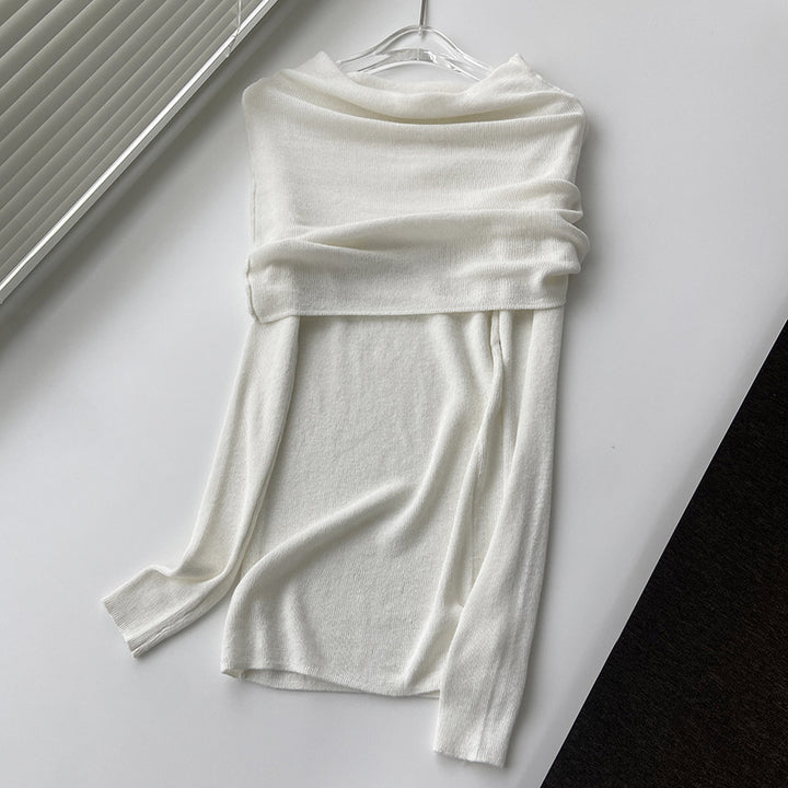 Dame afslappet top med generøs rullekrave Stilla