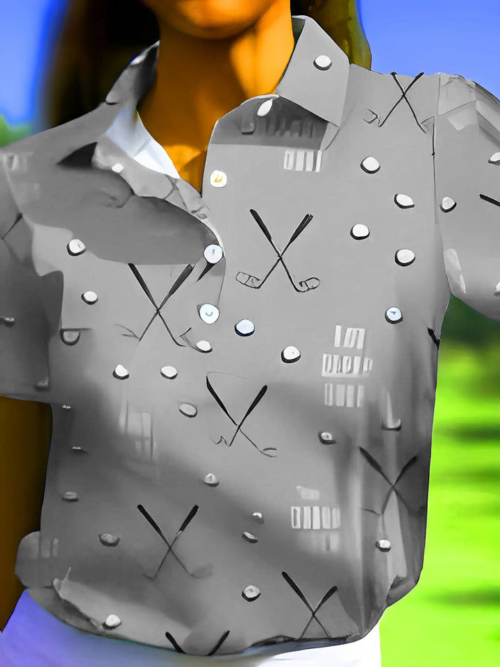 Dame golfshirts med unikt mønster Stilla