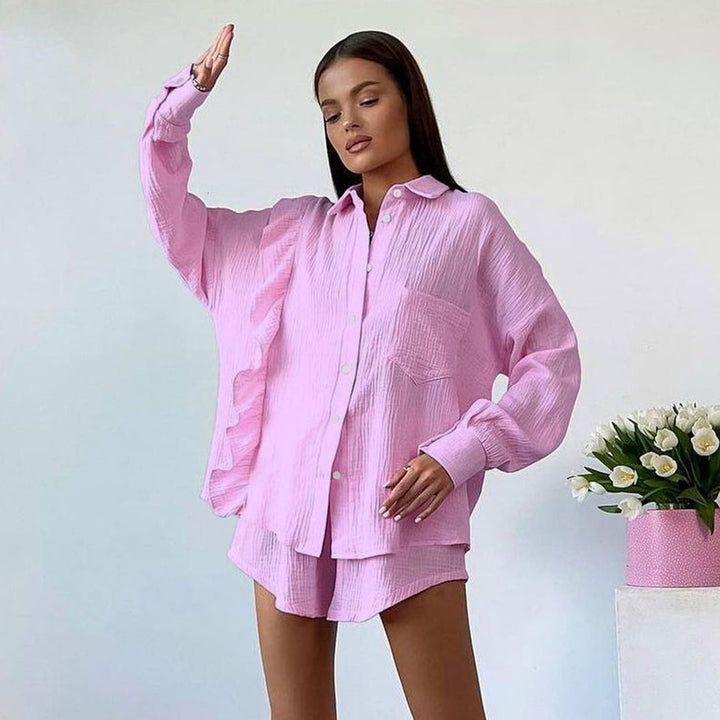 Dame rør-og-bluser og shorts-sæt med løs pasform og trendy detaljer Stilla