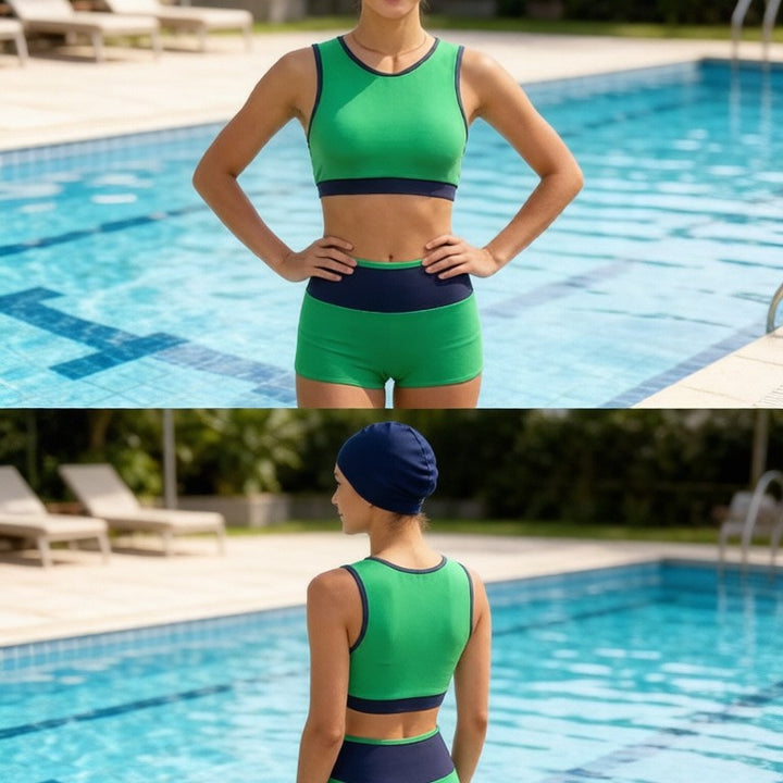 Dame Sporty bikini-sæt med høj-skåret trusse Skovae