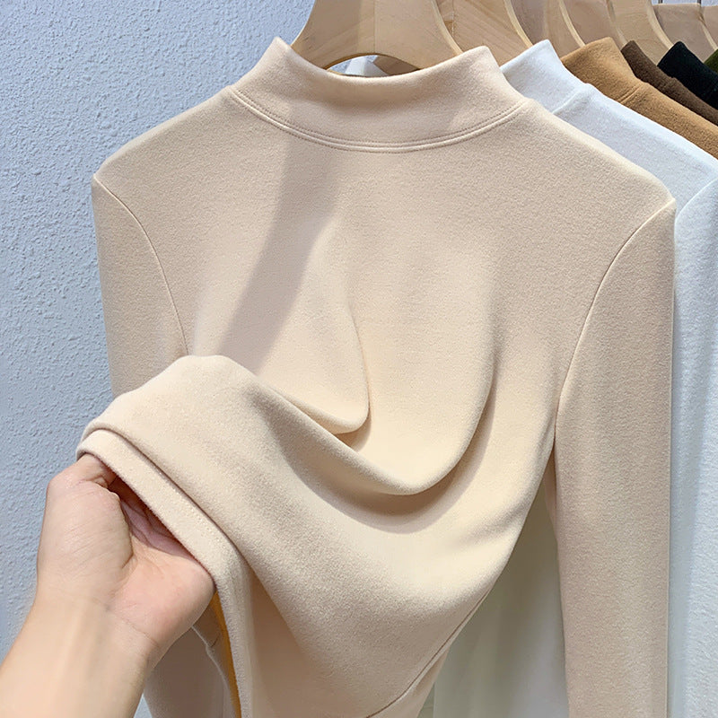 Dame Turtleneck-overdel i blødt strækmateriale med figursyet snit Stilla