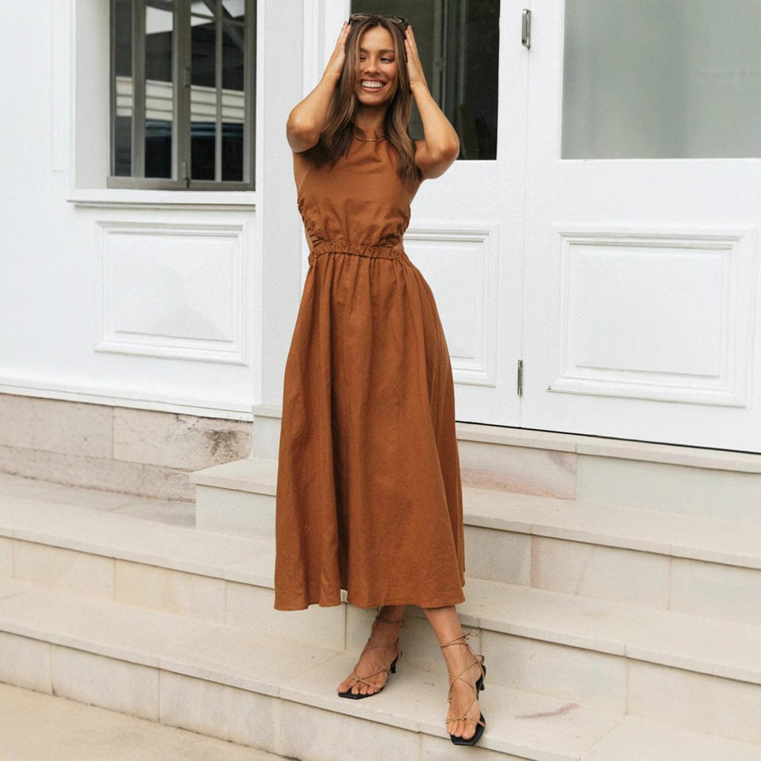 Damer elegant sommer maxi kjole med sofistikeret snit og justerbar talje snor Stilla