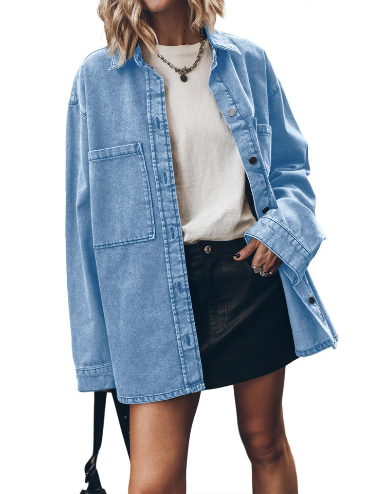 Dame Oversized Jeansjakke med moderigtige detaljer og praktiske lommer Stilla