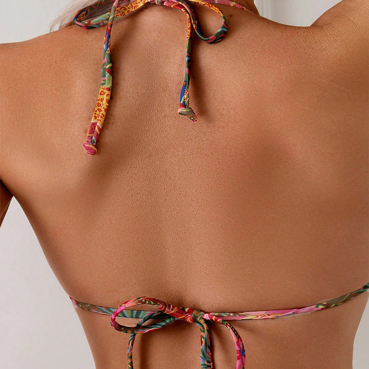 Dame triangel-bikini med blomsterdesign og komfortabel pasform Skovae