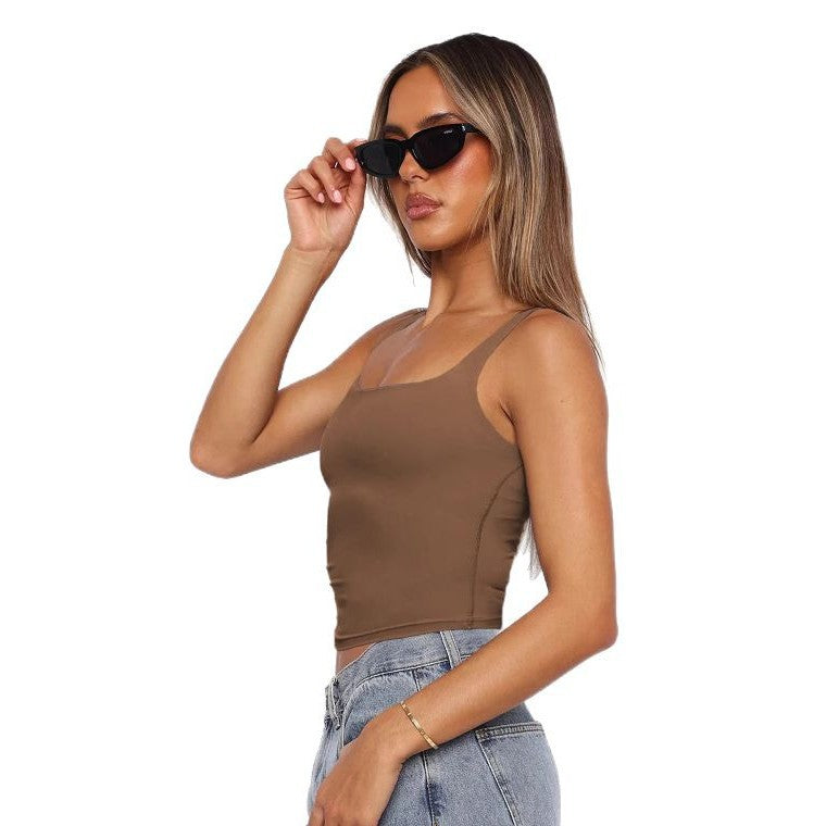 Dame figurtilpasset spaghetti-top lavet af elastisk jersey-materiale Stilla