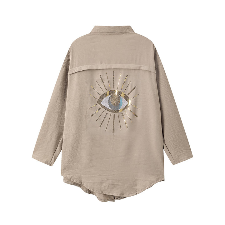 Dame Størrelse Grafik Button-Up Skjorte Stilla