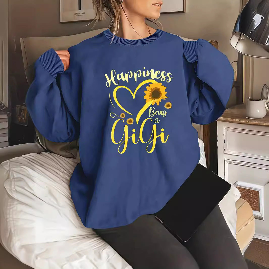 Kvinders sweatshirt med voluminøse ærmer og muntert motiv Stilla