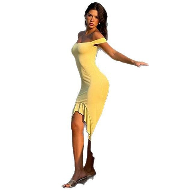 Dame Off-Shoulder Maxikjole med figursmigrende snit Stilla